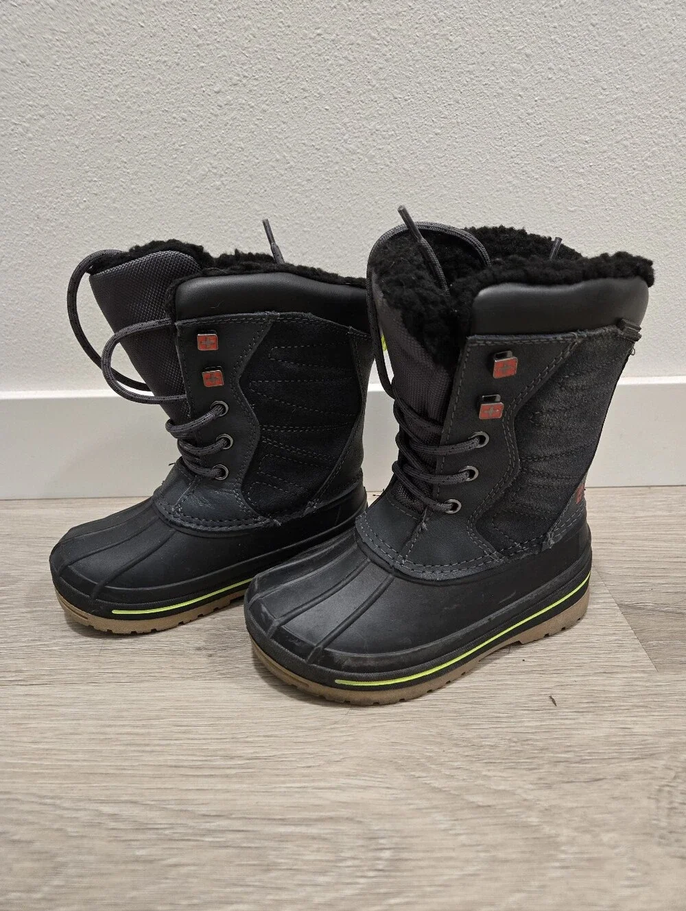 Kids Black and Tan Winter Boots - SwissTech Style